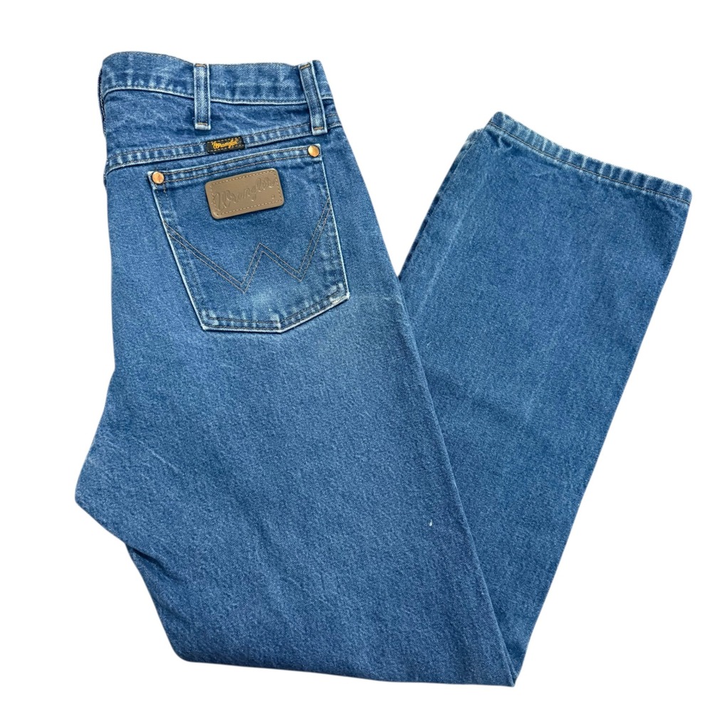 Wrangler 13MWZ Cowboy Cut Denim Distressed Straight Jeans Mens 35x30* Western‎